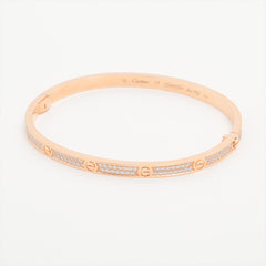 Cartier Love SM Pave Diamond Size 17 Pink Gold Bracelet 2022