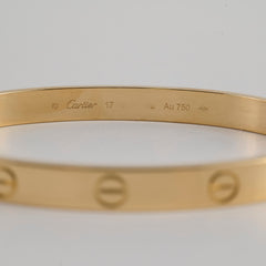 Cartier Classic Model Love Yellow Gold Bracelet Size 17