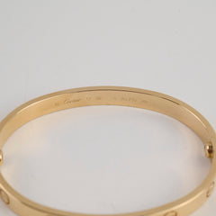 Cartier Classic Model Love Yellow Gold Bracelet Size 17