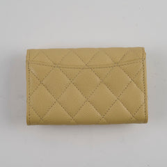 Chanel CC Caviar Cardholder Yellow/Green Undertone (Microchipped)