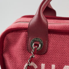 Chanel Deauville Canvas Small Bowling Bag Red 21 Series
