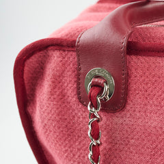 Chanel Deauville Canvas Small Bowling Bag Red 21 Series