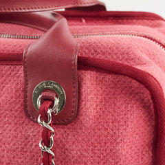 Chanel Deauville Canvas Small Bowling Bag Red 21 Series