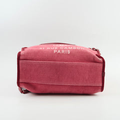 Chanel Deauville Canvas Small Bowling Bag Red 21 Series