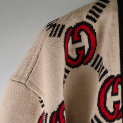 Gucci Reversible GG wool jacquard cardigan Black/Beige