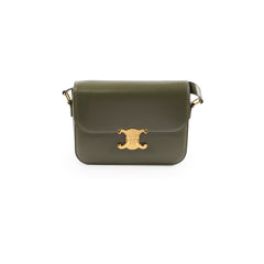 Celine Triomphe Shiny Calfskin Medium Green