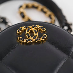Chanel 19 Round Clutch on Chain Black Lambskin