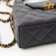 Chanel Mini Kelly Shopping Tote Bag Calfskin Grey GHW