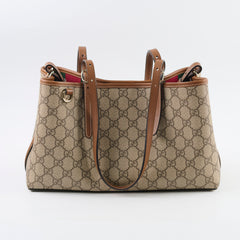 Gucci GG Supreme Tote Shoulder Bag Brown