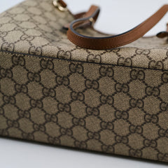 Gucci GG Supreme Tote Shoulder Bag Brown