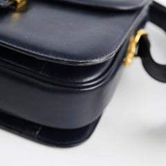 Celine Vintage Navy Horse and Carriage Shoulder Bag