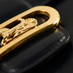 Celine Vintage Navy Horse and Carriage Shoulder Bag