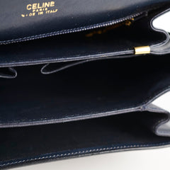 Celine Vintage Navy Horse and Carriage Shoulder Bag