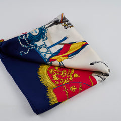 Hermes Real Escuela Andaluza del Arte 90 Scarf Blue