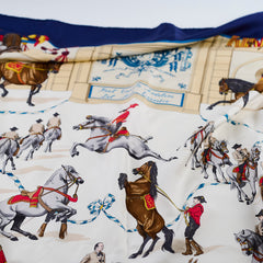 Hermes Real Escuela Andaluza del Arte 90 Scarf Blue