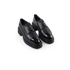 Chanel Quilted Leather Lace Up Loafers Black Size 40C