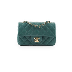 Chanel Mini Rectangular Lambskin Teal Green (Microchipped)
