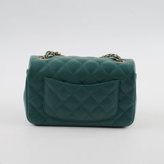 Chanel Mini Rectangular Lambskin Teal Green (Microchipped)