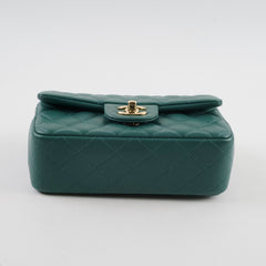 Chanel Mini Rectangular Lambskin Teal Green (Microchipped)