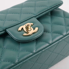 Chanel Mini Rectangular Lambskin Teal Green (Microchipped)