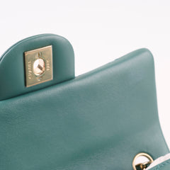 Chanel Mini Rectangular Lambskin Teal Green (Microchipped)