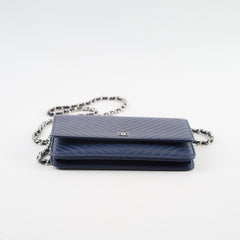Chanel Caviar Chevron WOC Wallet On Chain Navy 22 Series
