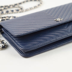 Chanel Caviar Chevron WOC Wallet On Chain Navy 22 Series