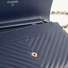 Chanel Caviar Chevron WOC Wallet On Chain Navy 22 Series