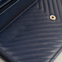 Chanel Caviar Chevron WOC Wallet On Chain Navy 22 Series