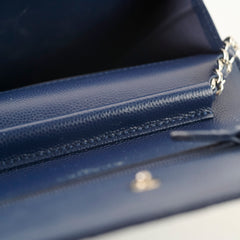 Chanel Caviar Chevron WOC Wallet On Chain Navy 22 Series