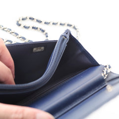 Chanel Caviar Chevron WOC Wallet On Chain Navy 22 Series