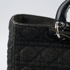 Christian Dior Vintage Denim Large Lady Dior Black