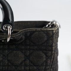 Christian Dior Vintage Denim Large Lady Dior Black