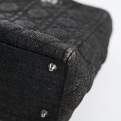 Christian Dior Vintage Denim Large Lady Dior Black