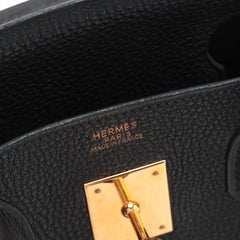 Hermes Birkin 30  Togo H Square Stamp Noir Black