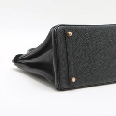 Hermes Birkin 30  Togo H Square Stamp Noir Black