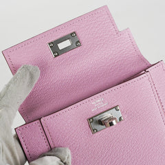 Hermes Kelly Compact Wallet Mauve Sylvestre