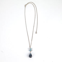 Chanel CC Pearl Teardrop Necklace Blue Costume Jewellery