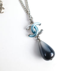 Chanel CC Pearl Teardrop Necklace Blue Costume Jewellery