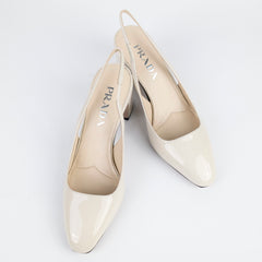Prada Kitten Heels Patent Ivory/Beige - Size 36