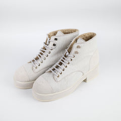 Chanel White Ponyhair Boots with Ankle Warmers size 40