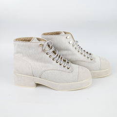 Chanel White Ponyhair Boots with Ankle Warmers size 40