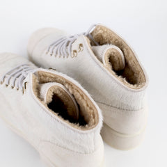 Chanel White Ponyhair Boots with Ankle Warmers size 40