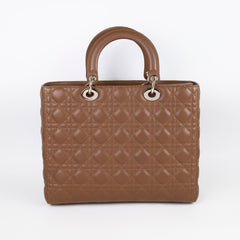 Dior Large Tan Brown Lady Dior Lambskin