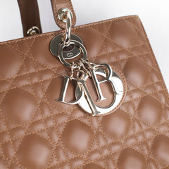 Dior Large Tan Brown Lady Dior Lambskin