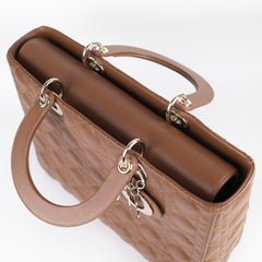 Dior Large Tan Brown Lady Dior Lambskin