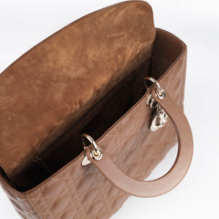 Dior Large Tan Brown Lady Dior Lambskin
