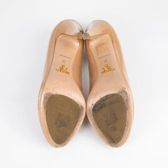 Prada Peep Toe Heels Patent Beige - Size 36