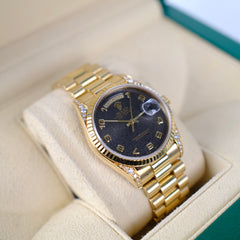 Rolex Day Date 36mm Gold Diamond Bronze Dial Watch