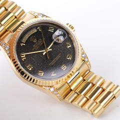 Rolex Day Date 36mm Gold Diamond Bronze Dial Watch